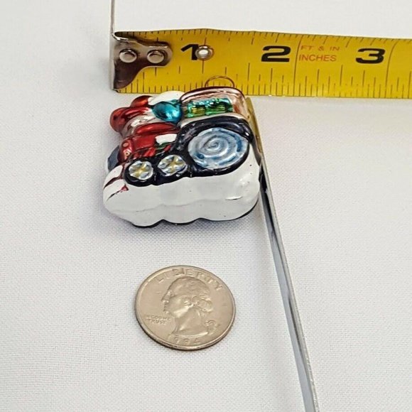 Christmas Tree Ornament Mini Train European Blown Glass Railroad Locomotive - Picture 9 of 9